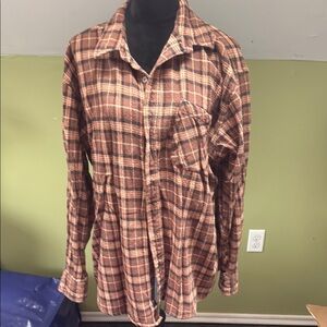 Brown Plaid Button-Up Shirt